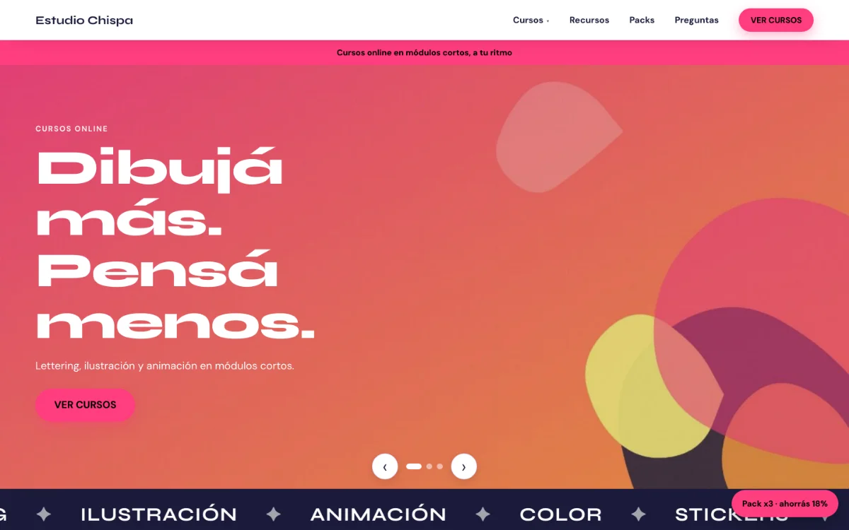 Diseño colorido con un carrusel de portada